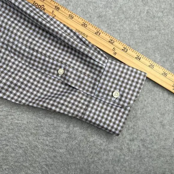 Nordstrom Mens Shop Non Iron Shirt Blue Check Button Up Long Sleeve Mens Large - Picture 11 of 11